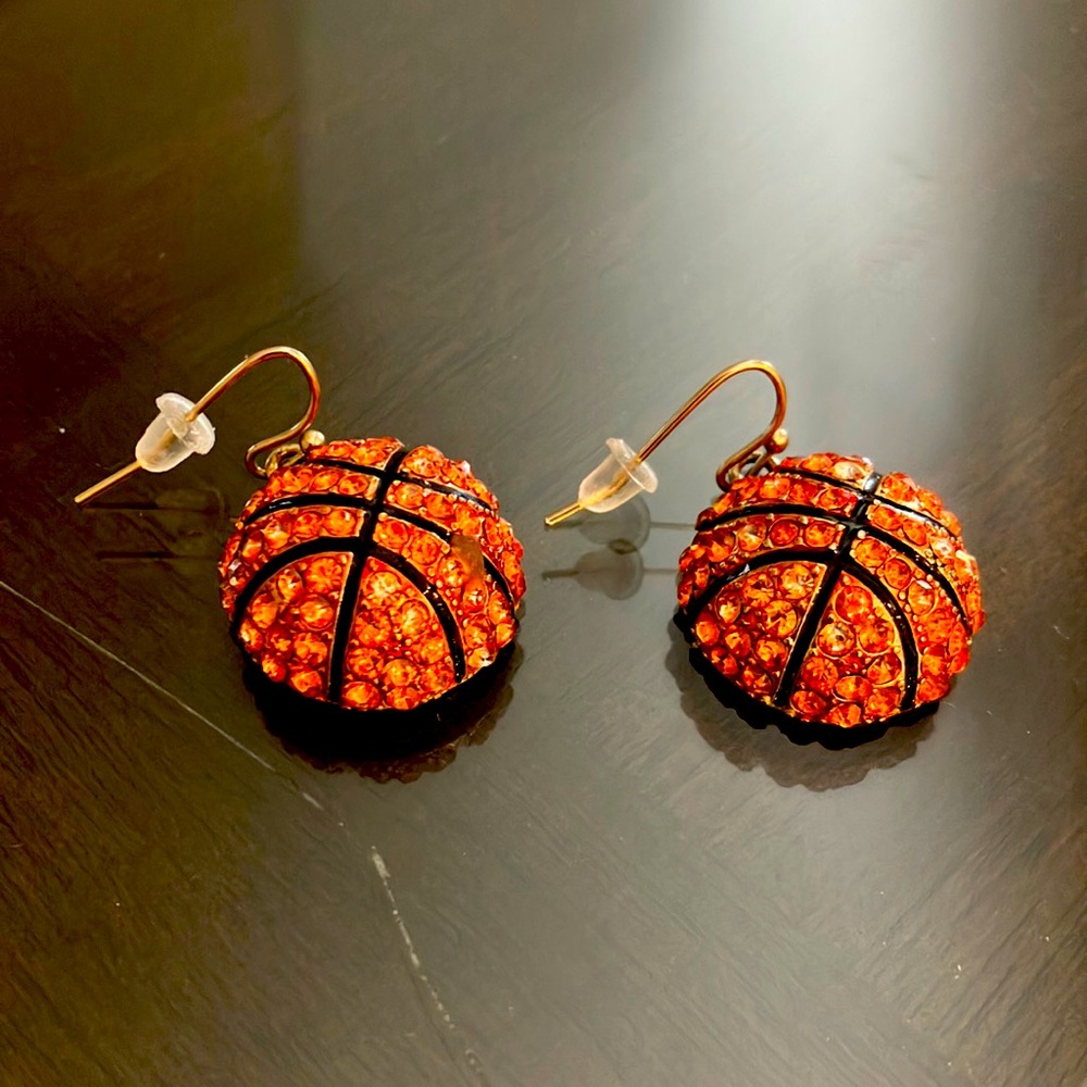Boutique Basketball earrings like new! Blingy and sassy for game days